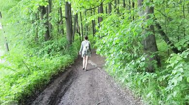 A lot of mosquitoes didn't stop her from sucking his cock in the woods