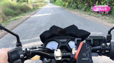 My leg is numb! Let me jerk you off and give you a massage! Fuck you right on the bike!