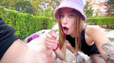 Skilled Blowjob from Spirite Moon in Public Park Make Him Cum in 2 min - Bunny Rabbits
