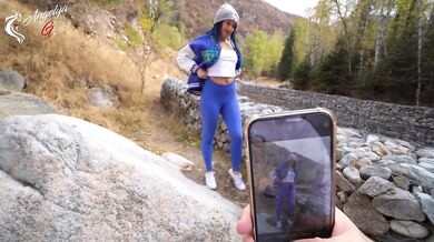 Great blowjob in nature after a photo shoot of young tourists - AnGelya.G