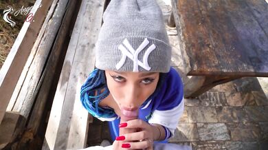 Great blowjob in nature after a photo shoot of young tourists - AnGelya.G