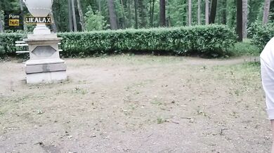 Pretty woman fucked herself with a banana in the park, and then ate it in front of people