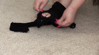 Foot fetish with fat legs. Appetizing bbw dressed a sexy costume