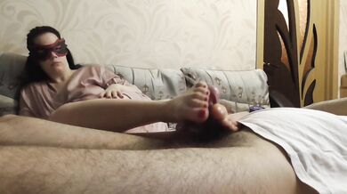 Femdom handjob and footjob