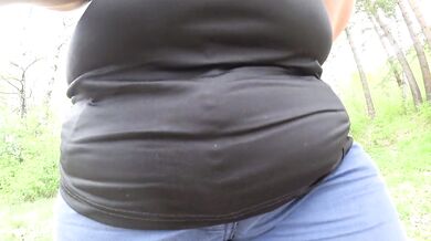 Mature BBW outdoor pissing and hairy pussy POV.