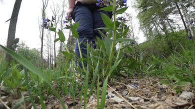 Mature BBW outdoor pissing and hairy pussy POV.