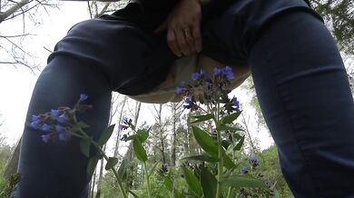 Mature BBW outdoor pissing and hairy pussy POV.
