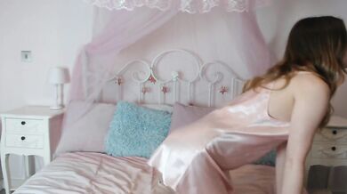 Pink satin and nude tights