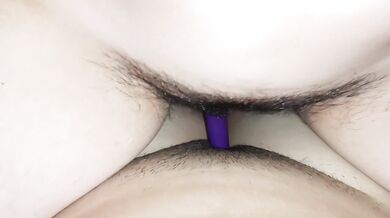Masturbating our hairy pussies with loud moans and sweet orgasms with a vibrator - IkaSmokS