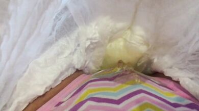 Pee in panties under a diaper. Abdl