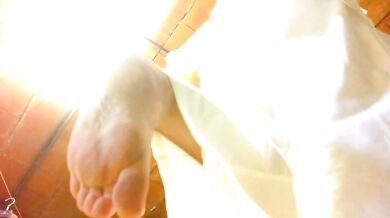 Your Italian giantess practices Karate in a cellar and crushes you under her dirty feet