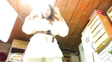 Your Italian giantess practices Karate in a cellar and crushes you under her dirty feet
