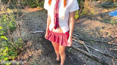 The schoolgirl got lost in the woods and agreed to sex to get out of it!
