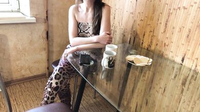 She Spit Lover's Cum Into Husband's Coffee Instead Of Cream. Russian Amateur with Dialogue