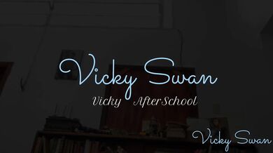 Vicky in school uniform pulls down panties and gets creampied cowgirl POV