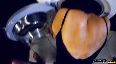 FUCKING AND CUMMING ON HER PANTIES WHILE SHE IS STUCK IN THE DRYER-LIFEKIFE