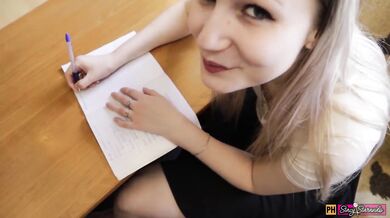 Breaking Grandma's Table With My Friend! | Cute Sex On The Table And Cum Inside Pussy