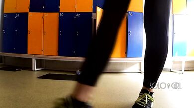School locker room, innocent public masturbation