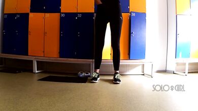 School locker room, innocent public masturbation