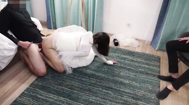 Creampie On Cuckold`s Cock.Condom Broke After Wedding