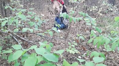  one girl pissed in the forest and how the second girl gave her cunnilingus