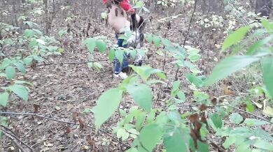  one girl pissed in the forest and how the second girl gave her cunnilingus