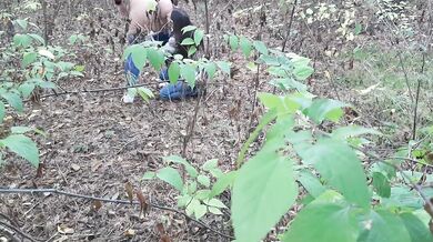  one girl pissed in the forest and how the second girl gave her cunnilingus