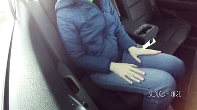 Masturbation innocent girl got on a in Uber, public play with pussy