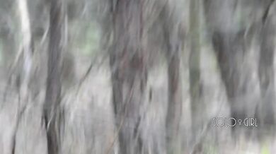 Peeping Tom on teen play with pussy in forest, public masturbation orgasm