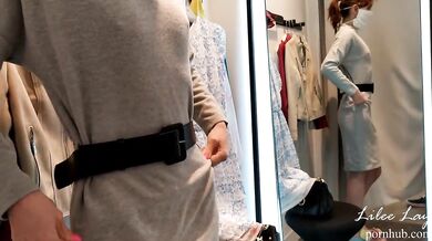 Naked girl in a fitting room.