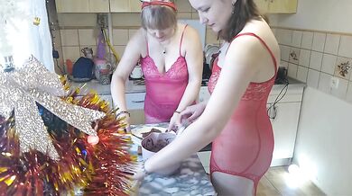 I'm making a sweet breakfast naked with my busty MILF friend after we spent time together in bed, naked and wearing pretty lingerie.
