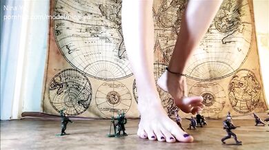 GIANTESS FETISH - Nina Yo Crushes Toy Soldier Army With Huge Bare Feet