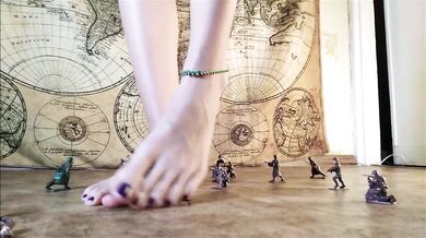 GIANTESS FETISH - Nina Yo Crushes Toy Soldier Army With Huge Bare Feet