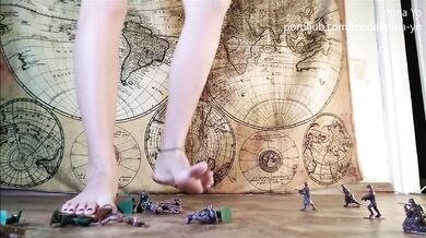 GIANTESS FETISH - Nina Yo Crushes Toy Soldier Army With Huge Bare Feet