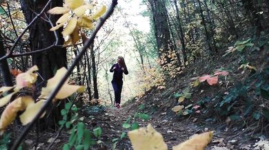 Outdoor Sex. Unexpected fuck with a stranger in the forest. Russian