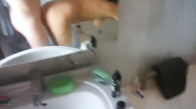 Peeping on a friend's wife in the bathroom and then fucking her there!