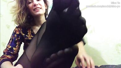 JOI FETISH Jerk Off Instructions Feet Black Nylon Stockings - Nina Yo