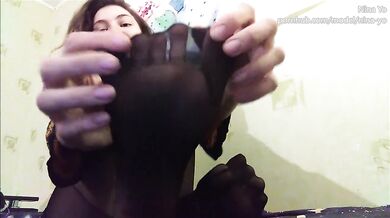 JOI FETISH Jerk Off Instructions Feet Black Nylon Stockings - Nina Yo