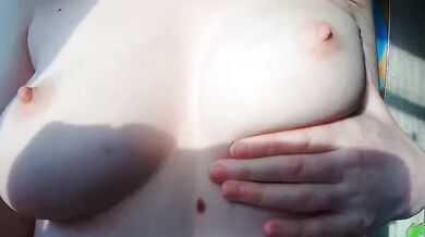 The bitch really wanted to fuck. She had to jerk off standing up