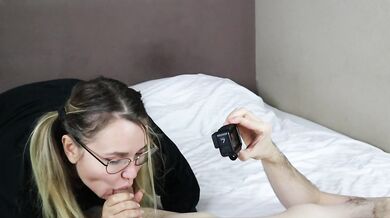 Glasses Teen Sloppy Blowjob And Swallow Cum