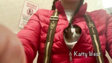 Teen masturbation in an airplane toilet. Almost Caught When She
