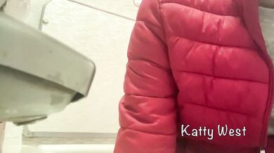 Teen masturbation in an airplane toilet. Almost Caught When She