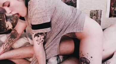 My boyfriend was too tired to fuck me so I rubbed on his body to cum