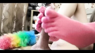 Footjob in socks