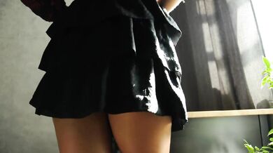 Cute Schoolgirl UPSKIRT Masturbation NO PANTIES