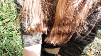Hot coed gave me a Blowjob and swallowed cum while walking outdoors