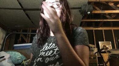 Hot Teen Babe Smokin In Garage