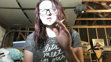 Hot Teen Babe Smokin In Garage