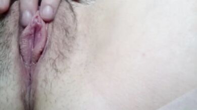 Busty petite with a small Tight hairy pussy fingering
