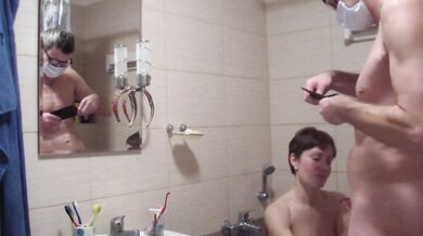special examination of young russian student at her teacher´s bathroom